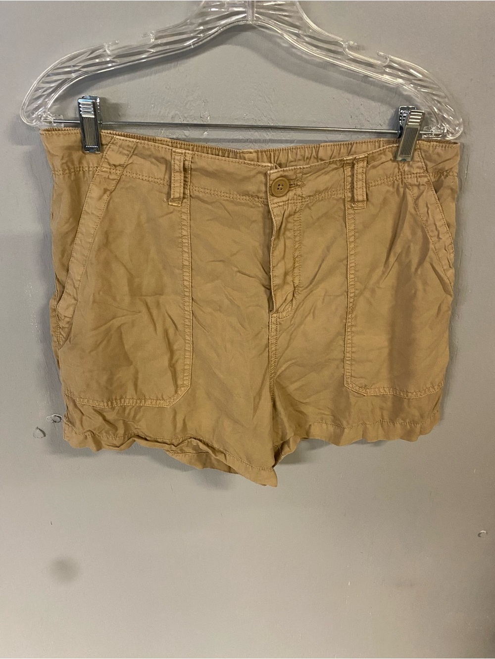 Casual Khaki Women Cotton Shorts